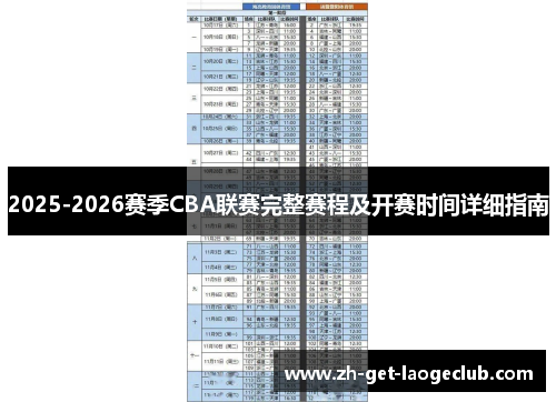 2025-2026赛季CBA联赛完整赛程及开赛时间详细指南